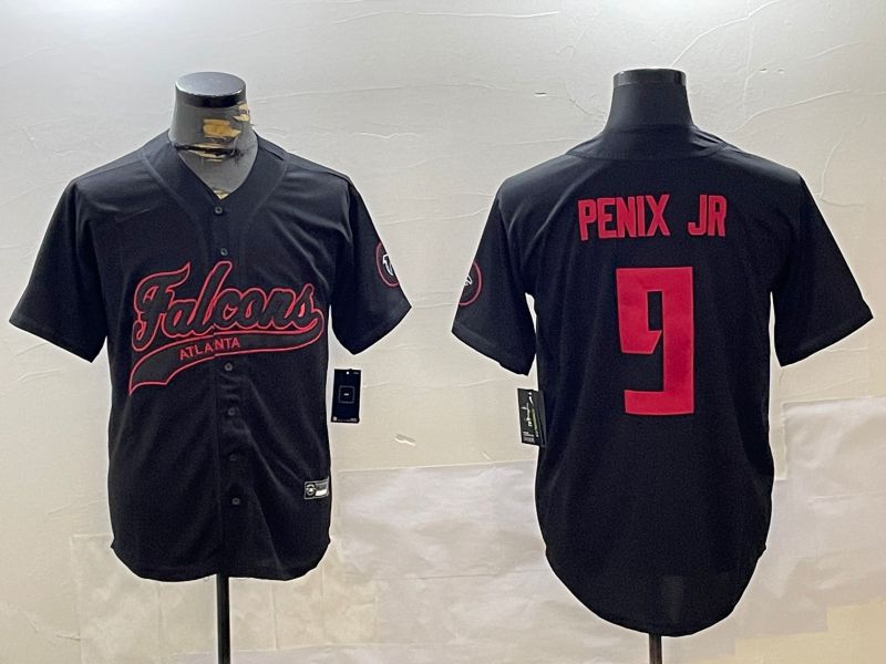 Men Atlanta Falcons #9 Penix jr Black Joint Name 2024 Nike Limited NFL Jersey style 1